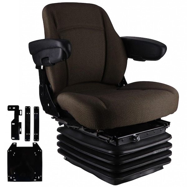 Aftermarket Mid Back Seat Brown Fabric w/ Air Suspension Fits John Deere 7200 7210 7220 SEQ90-0604 - main